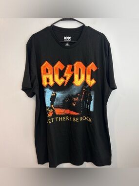 AC/DC Black Graphic "Let There Be Rock" Short Sleeve Tee